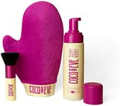 Coco & Eve Sunny Honey Bali Bronzing Bundle (Medium). All Natural Sunless Tanning Mousse. Instant Self Tanning Lotion with Bronzer, Mitt Applicator and Kabuki Brush.