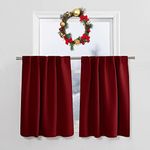 PONY DANCE Curtain Valances Set - Home Decor Top Slot Christmas Decorations Back Tab Thermal Insulated Light Block Window Panels for Kitchen/Bathroom, 42 W x 36 L, Red, 2 Pieces