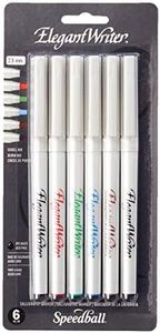 Speedball Elegant Writer Calligraphy 6 Marker Set, Assorted Colors, 2.5 mm Chisel Nib Tip Pens for Drawing, Journaling, and Scrapbooking
