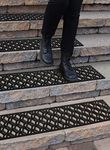 Rubber Stair Treads Non-Slip Outdoor 35”x10” (5-Pack) – Hexagon Anti-Slip Step Mat