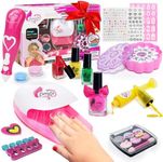 Geek Cheers Nail Art Kit for Kids, Girls Nail Polish Set with Nail Dryer/ Glitter Pen/ 2 in 1 Nail Pen/ Fake Nails/ Eyeshadow, Kids Manicure Set Birthday Christmas Party Gifts for Girls Ages 5-12