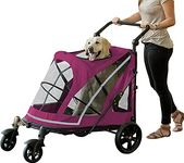 Pet Gear NO-Zip Pet Stroller with Dual Entry, Push Button Zipperless Entry for Single or Multiple Dogs/Cats, Pet Can Easily Walk in/Out, No Need to Lift Pet, Gel-Filled Tires, 2 Models, 6 Colors