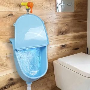 Wall Mounted Commercial Urinal With Hinged Cover Bathroom Washout Urinal for Men Plastic Urinals for Men Waterless Urinal Garage Urinal Urine Diverter Outdoor Urinal For Home Shed Backyard RV (blue)