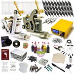 Professional Tattoo Kit Hildbrandt Advanced Set TKHADV with 2 Machine Gun + Needle + Power Supply + Inks + Case