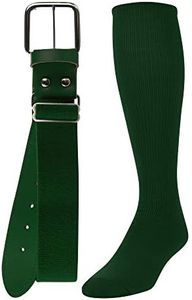 TCK Sports Baseball/Softball Belt & Socks Combo Set (Dark Green, Large)