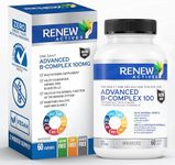 Renew Actives Vitamin B Complex 100-100% of B1, B2, B3, B5, B-6, B-12 - Promotes Normal Growth, Tissue Formation, & Liver Function - Essential for Health - 60 Capsules