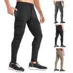 BROKIG Mens Ripstop Cargo Jogger Trousers, Gym Pants Running Bottoms Sport Workout Sweatpants for Men with Pockets (M, Black)