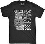 Crazy Dog T-shirts Mens Purrlock Holmes T Shirt Funny Kitty Cat Private Detective Joke Tee for Guys (Heather Black - PURRLOCK) - S