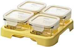 Glasslock Baby Food Containers with Tray 4-Piece Set 7.5x20.5x21.5 centimeters Yellow