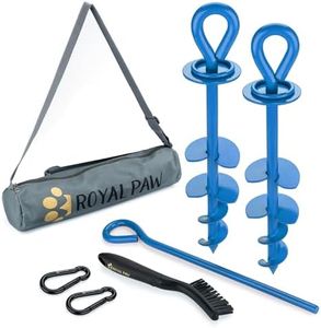 Dog Tie Out Stake - Heavy Duty Dog Stake for Large Dogs up to 210 lbs, Dog Stakes for Outside to use with Any Dog Tie Out Cable or Dog Leads for Yard (BA2- Blue (2-Pack))