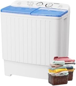 BANGSON Portable Washing Machine, Mini Twin Tub Washer and Dryer Combo with 17.6 lbs Large Capacity, Portable Washer for Apartment, Dorm, RV, Camping, Home, 25.6x14.2x28.8 inches, White & Blue