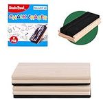 Chalkboard Eraser - 2 PCS Pine Wood Felt Campus Style Eraser Cleaner Duster for Blackboard Whiteboard Chalk Eraser Office School Supply Engravable DIY Gift Uncle Paul UOF12-01