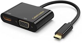 CableCreation USB C to HDMI VGA Adapter, Type C to VGA to USB C Thunderbolt 3 for Dual Monitor Adapter Compatible with iPhone 15 Plus/15 Pro Max, Galaxy S22 Ultra, MacBook Pro 2020, iPad Pro 2020