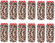 12pcs Neoprene Slim Beer Can Cooler Tall Stubby Holder Foldable Stubby Holders Beer Cooler Bags Fits 12oz Slim Energy Drink & Beer (Leopard (12Pack))