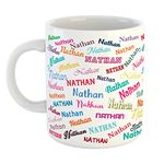 FurnishFantasy Customised Happy Birthday Ceramic Coffee Mug - Best Birthday Gift for Son, Daughter, Brother, Sister, Gift for Kids, Return Gift - Color - White, Name - Nathan