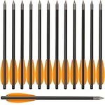 HUNTSPM 6.3" Carbon Crossbow Bolts Arrows with Sharp Steel Tips for 50-80lbs Pistol Crossbow Precision Target,Great for Practicing Shooting Target, Small Hunting (12pcs orange)