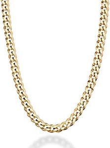 Miabella Solid 18K Gold Over 925 Sterling Silver Italian 5mm Diamond-Cut Cuban Link Curb Chain Necklace for Women Men, Made in Italy (22 Inches (men's average length))