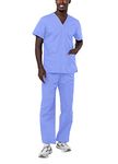 Adar Universal Unisex Scrubs - Unisex Drawstring Scrub Set - 701 - Ceil Blue - S