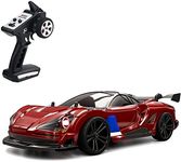 GoolRC 16301 RC Drift Car, 1:16 Scale Remote Control Car, 4WD 35KM/H High Speed RC Racing Car, 2.4GHz RTR RC Car Toy Vehicle with LED Lights, Drift Tires and Racing Tires for Kids and Adults (Red)