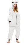 Loiahoer Cute Sherpa Bear Onesie Pajamas Hooded Plush Christmas Pajamas for Family Halloween Cosplay Costume Zipper Fall Winter,White,S