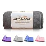 5BILLION FITNESS Yoga Mat Towel 24x72inch,61cm x 183cm Microfiber Hot Yoga Towel with Corner Pocket, Non Slip Yoga Mat Cover, Super Absorbent, Machine Washable, Fast Drying - Free Carry Bag (Gray)