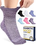 Diabetic Ankle Socks for Men & Women | 6 Pairs Wide Non Binding Socks Quarter Length | Edema Neuropathy Socks