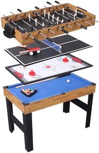 TALLO 4-in-1 Game Table, 48-in Folding Portable Combo Game Table Set w/Ping Pong, Slide Hockey, Pool Billiards for Kids and Adults, Indoor and Outdoor Games