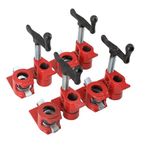 Lfhelper 4 Set Woodworking Pipe Clamps, Pipe Clamps Woodworking 3/4 Kit Heavy Duty Wood Carpenters Clamp Set, Woodworking Screw Clamp Bar Clamp DIY Hand Tool Kit