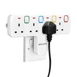 Mscien Plug Extension Socket, Multi Plug Adaptor 4 Way with Individual Switches, Adapter plug UK Turn 1 into 4, Wall Socket Plug Extender without Cable