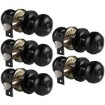 Probrico Interior Door Knobs with Lock Matte Black Finish, Reversible Door Handles Keyless, Indoor Privacy Door Locking Flat Ball Knob for Bedroom/Bathroom, 5 Pack