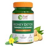 Pure Nutrition Kidney Detox Supplement 60 Veg Capsules with Punarnava, Gokhru, Turmeric, Rosehip (Vitamin C) Extracts | Natural Diuretic, Prevents Kidney Stones & UTI | Dissolves Early Stage Stones