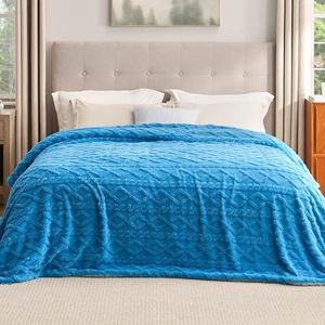 Bedsure Sherpa King Size Blanket for Bed- Fleece Soft Cozy Fuzzy Cable Blankets for Women, Thick Warm for Winter and All Seasons, Horizon Blue 108x90 Inches