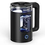 Haooair Electric Kettle, 1.5 Liter Easy to Clean Glass Kettle with Blue LED, Fast Boil Quiet, BPA-Free, Boil-Dry Protection