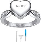 Personalized Heart Cremation Ring for Ashes Cremation Urn Jewelry Memorial Keepsake Locket Rings for Human/Pet Ash