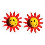 MEISH 2 Pieces Sunflower Car Antenna Toppers Smiley Sunflower Car Aerial Ball Automobile Roof Decoration for Vehicles