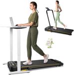 UREVO Strol 2E Smart 2-in-1 Folding Treadmill, Compact Walking Pad with Safety Handle, Plug and Play, Dual LED Display, Workout APP, Walking or Running for Home Office, Remote Included