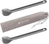 Navaris Long Handle Titanium Sporks (Set of 2) - 8.4" (21.5cm) Long Metal Spork Set for Backpacking and Camping - Strong Ultra Lightweight Cutlery