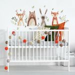 RoomMates RMK4020SCS Watercolor Woodland Critters Peel and Stick Wall Decals, Brown, Gray, Green, Orange, tan