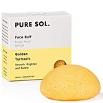 Konjac Sponge - Turmeric - Facial Sponge, 100% Natural Sponge, Eco-friendly - Gentle Exfoliating Sponge, Deep Cleansing, Improved Skin Texture - Konjac Facial Cleansing Sponge - Natural Beauty Products - Free of Chemicals, Parabens, Sulphates, fragrances & Coloring - Good for Sensitive Skin, Hypoallergenic, Mature Skin - Cruelty Free, Vegan, Biodegradable, Naturally Sustainable