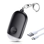 Safesound Personal Alarm Siren Song 1-Pack - 130dB Self Defense Alarm Keychain with Emergency LED Flashlight - Security Personal Protection Devices for Women Girls Kids and Elderly （Black）