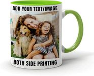 EKAM Personalised Mug Text Photo Printed Collage Design Logo Custom Gift Cup 11oz, Birthday Christmas Novelty Present Gift for Mum Dad Friend Sister Brother Grandparents Gift for Him Her (Green)