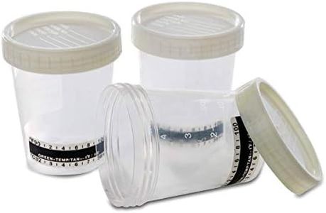 50 x Urine Specimen Cups with Lids and Temperature Strip 4oz - Individually Wrapped Container - Sterile Collection