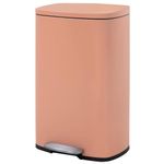 PayLessHere 13.2 Gallon(50L) Trash Can, Fingerprint Proof Stainless Steel Kitchen Garbage Can with Removable Inner Bucket and Hinged Lids, Pedal Rubbish Bin for Home Office (Pink)