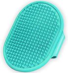 SILENCIO Dog Bath Brush Dog Grooming Brush, Pet Shampoo Bath Brush Soothing Massage Rubber Comb with Adjustable Ring Handle for Long Short Haired Dogs and Cats (Pista)