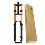 DFNBVDRR DH Mountain Bike Suspension Fork 26/27.5/29'' MTB Air Fork Travel 160mm 1-1/8 Straight Double Crown Fork Rebound Adjustable Manual Lockout QR 9MM(NO damping,26in Gold)