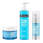 Neutrogena Hydro Boost Series, 3-Step Facial Regime, Hydration Starter Set And Skin Care Kit (Cleanser + Moisturiser + Booster), Saving Bundle