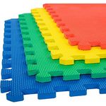 EASY HOME Puzzle Eva Foam Mat For Kids, Interlocking Mat Tiles For Gymnastics, Exercise, Playing And Home Protective Flooring - 60X60 Cm - 12Mm Thickness, Multicolor (Pack Of 16)