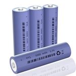 3.7 Volt Rechargeable Battery, REACELL 3000mAh Rechargeable Battery, Button Top NiMH Battery High Power Long Lasting for Headlamp, LED Flashlight, emergency lights, Electronic Devices etc (4 Pack+Box)