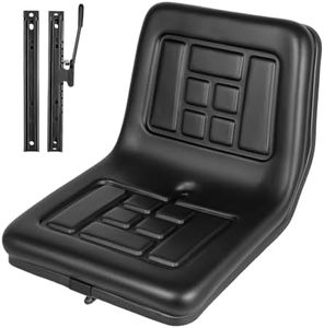 Universal Tractor Seat - Adjustable PVC Leather, High Back Replacement for Tractors, Forklifts, Riding Mowers - Ergonomic Design, High Compatibility, Black