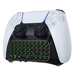 MoKo Green Backlight Keyboard for PS5 Controller, PS5 Wireless Mini Keyboard Chatpad for Playstation 5 Controller, Keypad Built-in Speaker with 3.5mm Audio Jack for Messaging and Game Live Chat, Black